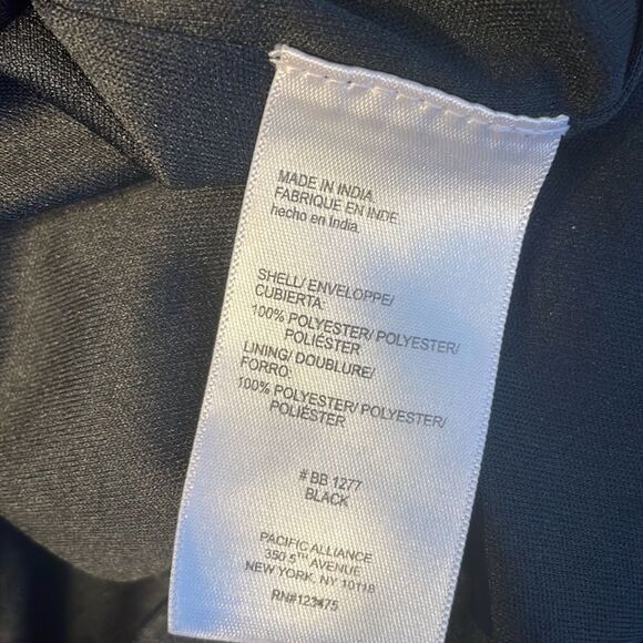 Bebe Black Dotted Swiss Dress Neck Tie Ruffles Large - Picture 10 of 10